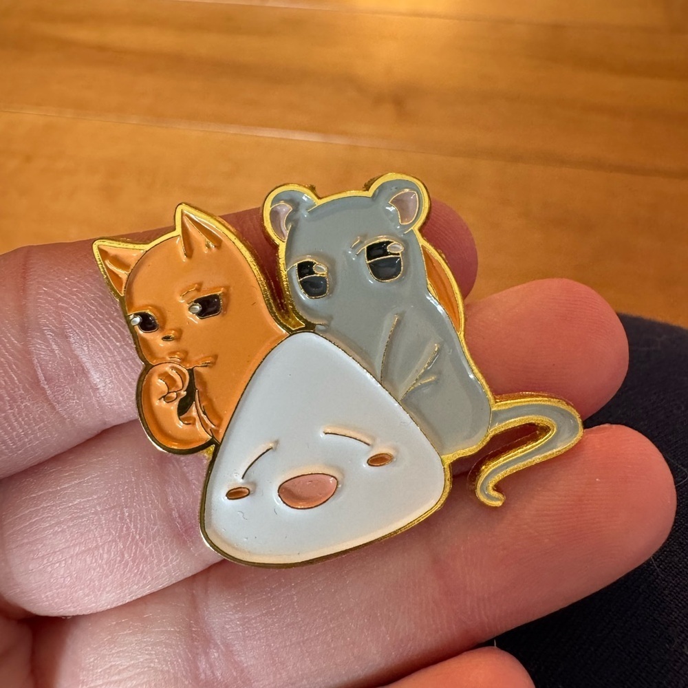 Fruits Basket Cute Cat and Mouse Enamel Pin